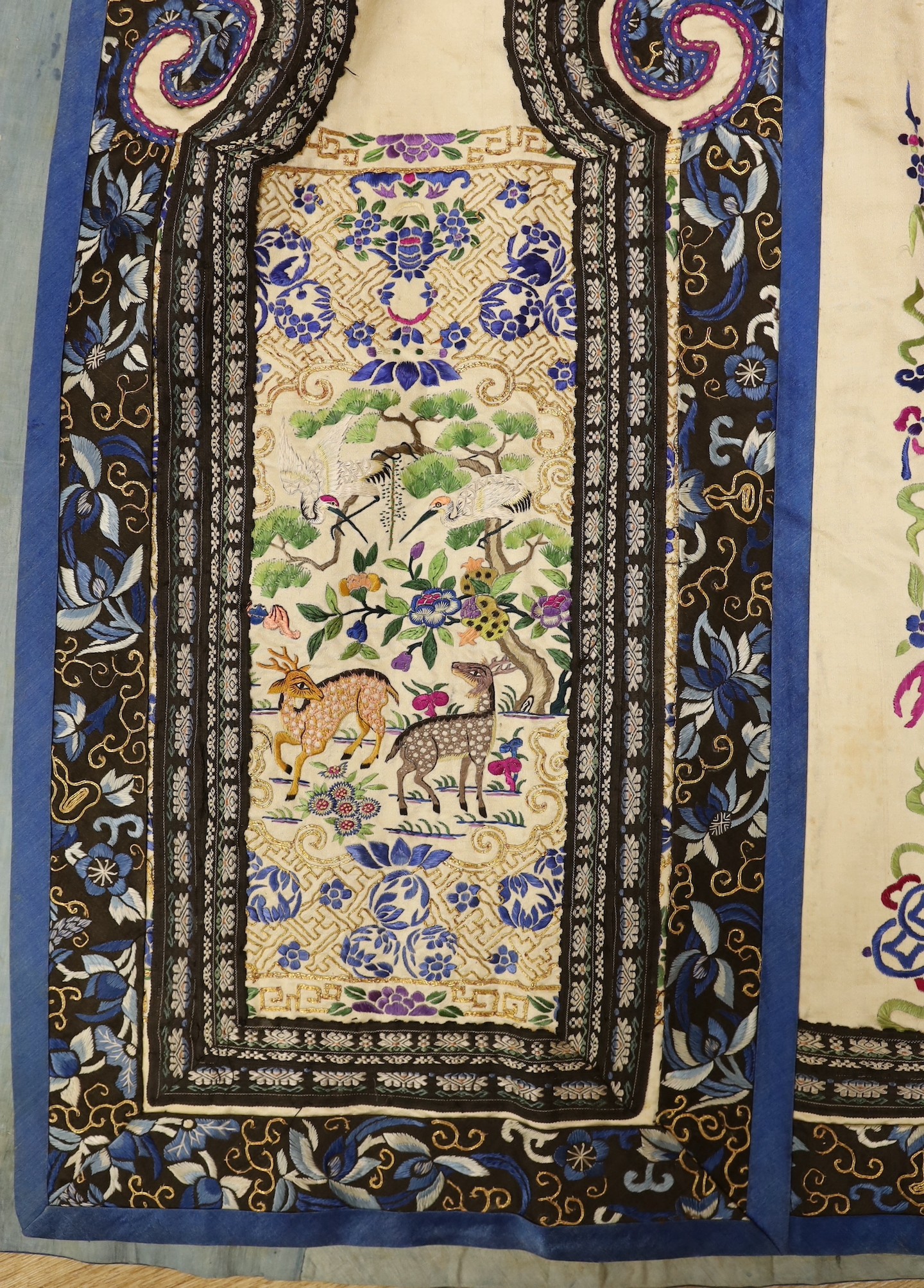 A 19th century multicoloured silk Chinese wedding skirt